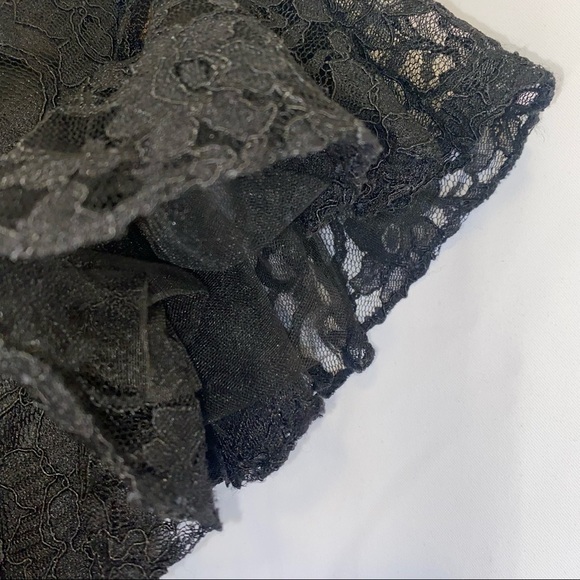 Mori Lee Style 31020 Black Lace One Shoulder Bridesmaid Midi Dress Size 8 - Picture 9 of 12